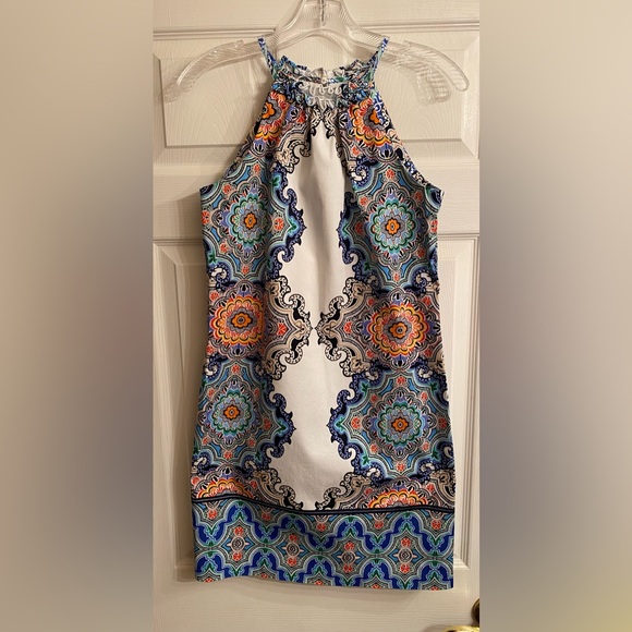 London Times Women’s Halter Dress. Size 4. White with multiple colors - Picture 2 of 16